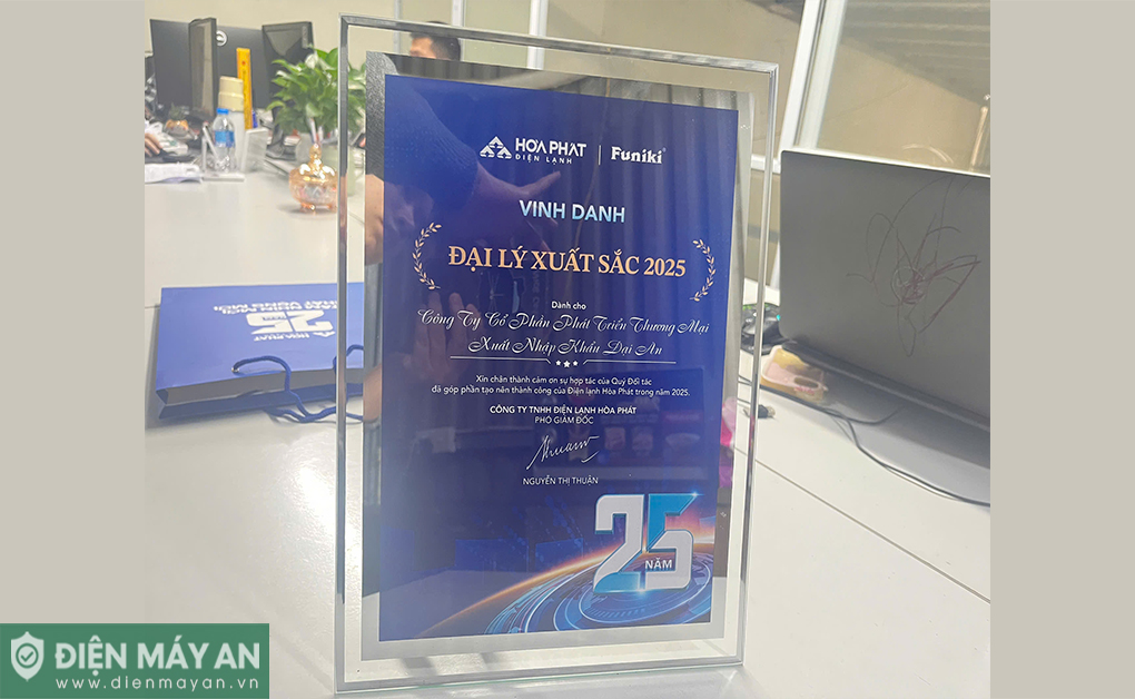 Điện máy AN tiếp tục được vinh danh Đại lý xuất sắc 2025 tại Hội nghị Khách hàng toàn quốc Điện lạnh Hòa Phát